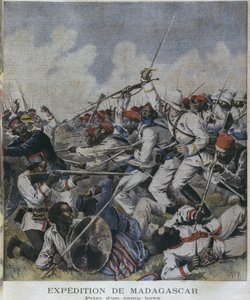 马达加斯加探险，采取hova营地，插图来自&39;Le Petit Journal&39;，Supplement illustre，1895年6月2日，由Henri Meyer（1844-91）雕刻