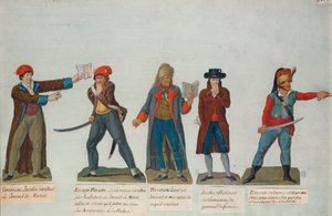 法国大革命期间的恐怖统治时期（1793-4）的雅各宾派和恐怖分子（水粉画）