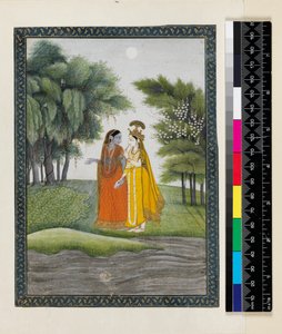 Krishna和Radha在月光下走过Jumna，换了衣服，来自&39;Bhagavata purana&39;，Kangra，Himachal Pradesh，1820