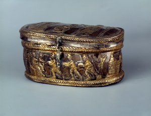 古希腊艺术：被称为 Capsella de Brivio 的银色圣物盒：贤士的崇拜。 公元 5 世纪。 巴黎，卢浮宫博物馆 作者 古基督教