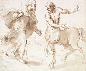 圣安东尼·阿伯特（Saint Anthony Abbot）问半人马之路， 作者 帕尔玛（Palma Il Giovane）
