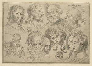 十头素描板，1636年 作者 帕尔玛（Palma Il Giovane）