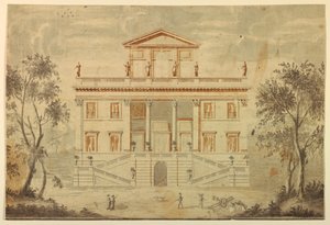 绘图，别墅立面，1750-70 年 作者 保罗·波西