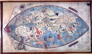 保罗-托斯卡内利（1397 - 1497 年）的世界地图。1457.这幅地图代表了欧洲人在发现大洲之前对地球的印象。佛罗伦萨国家图书馆 作者 保罗·托斯卡内利