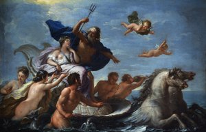 De Matteis, Paolo (1662-1728) Triumph of Neptune and Amphitrite 布面油画 巴洛克意大利，Neaple 学校 Villa Margherita，Bordighera 51x76 绘画