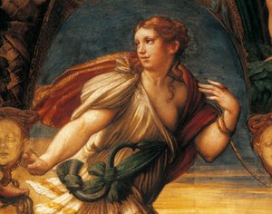 玛佐拉（Francesco Mazzola），又称帕米吉尼诺（Parmigianino）（1503-1540），壁画，细节，Rocca Sanvitale, Fontanellato, Emilia Romagna。 作者 帕玛强尼诺