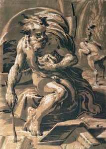 第欧根尼·欧根·达·卡尔皮（Ugo da Carpi）雕刻的第欧根尼（1470 - 80-1532）（明暗对比木刻）