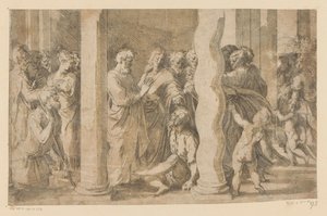 圣徒彼得和约翰医治一个瘫痪病人 作者 Parmigianino (归因于)