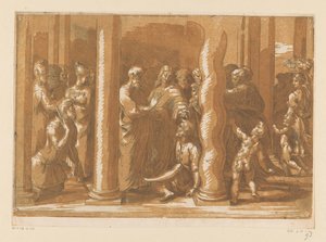 圣彼得和约翰治愈了瘫痪者 作者 Parmigianino (归因于)