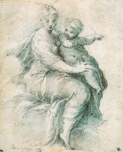 麦当娜和云上的孩子，c1525。 作者 帕玛强尼诺