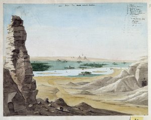 从卡坦山拍摄的景色。埃及。1818 年帕斯卡尔-科斯特（1787-1879 年）绘图，马赛地中海考古博物馆 作者 帕斯卡泽维尔（后）科斯特