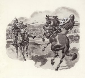 普瓦捷战役中的骑士（纸面水粉画）