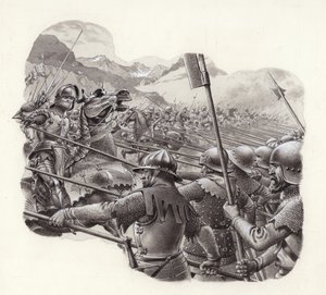 15 世纪的瑞士步兵（纸面水粉画）