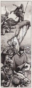 公元前 55 年，古代不列颠人发现凯撒大帝的入侵部队（水粉画，纸本）