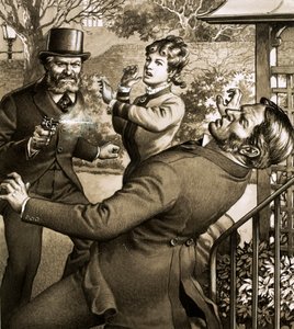 臭名昭著的盗窃犯和杀人犯查尔斯-和平枪杀一名受害者（水粉画，纸本）
