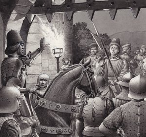 被锁在乌尔比诺门外的费德里戈公爵（纸面水粉画）