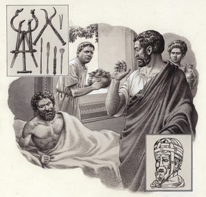 医生盖伦冒着生命危险告诉罗马皇帝他吃得过多（水粉画，纸面）