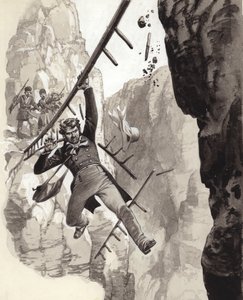 亨利-克雷斯维克-罗林森在贝希斯屯（纸面水粉画）