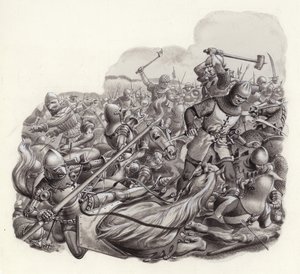 战场上被屠杀的骑士（水粉画，纸本）