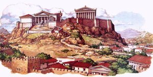 雅典卫城或古城堡 5 世纪时的面貌 作者 帕特 (1907-95) 妮可