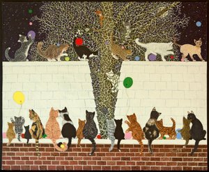 神奇的展示》，2012 年（花布上的丙烯画）