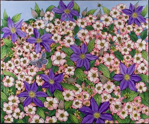 紫色斑点》，2011 年（花布上的丙烯颜料） 作者 帕特·斯科特