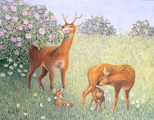鹿家族（布面油画） 作者 帕特·斯科特