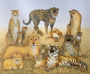 大猫（花布丙烯画）