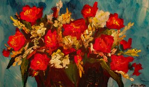 欣欣向荣的玫瑰，2017（丙烯酸画布） 作者 帕特里夏·布林特（Patricia Brintle）