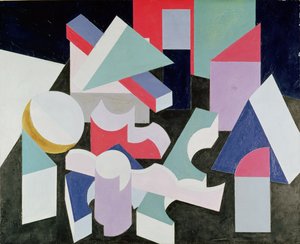 作文，c.1923-26（画布上的油画和蜡笔）