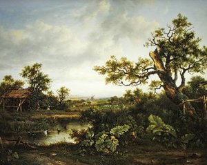 树林景观（板面油画）
