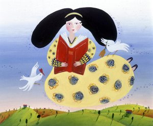 与鸟为伴的女孩 - 插画：Patrizia La Porta 作者 帕特里齐娅·拉波塔