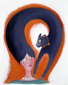 变成猫的女人发型 - 插画：Patrizia La Porta 作者 帕特里齐娅·拉波塔