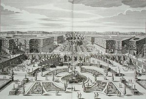 柏林王子宫殿和花园的大瀑布，由卡尔-雷姆沙德（1678-1735）雕刻，约1711-16年出版（雕刻）。