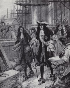 King Charles II overseeing the rebuilding of St Pauls Cathedral after the Great Fire of London 作者 保罗（继）哈代