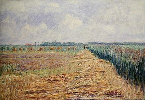 夏日天空下的平坦荷兰风景与清晰的白云，约1890年（布面油画） 作者 保罗·鲍姆