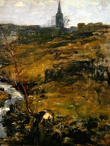图林根的风景（硬纸板上的纸上油画） 作者 保罗·鲍姆