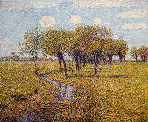 荷兰小草甸谷地春天的柳树风景（布面油画） 作者 保罗·鲍姆