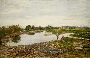 有三个人物的风景（木板油画） 作者 保罗·鲍姆