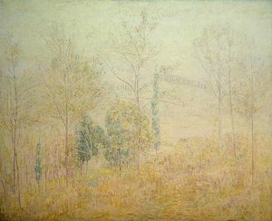 托斯卡纳早春风景与绿色杨树（布面油画） 作者 保罗·鲍姆