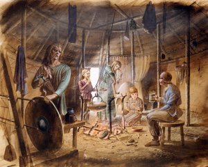 铁器时代房屋内部，约公元前5世纪，约1990-2010年 作者 保罗·伯贝克