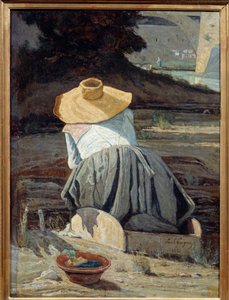 薰衣草。 Paul Camille Guigou (1834-1871) 的绘画 作者 保罗·卡米尔·圭古