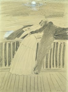 根西岛Hauteville House的Jeanne Hugo和Jean Charcot（纸上粉彩） 作者 保罗·塞萨尔·Helleu
