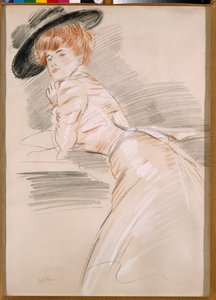 Helleu戴帽子的女士 作者 保罗·塞萨尔·Helleu
