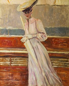 Helleu游艇上的夫人，约c.1902 作者 保罗·塞萨尔·Helleu