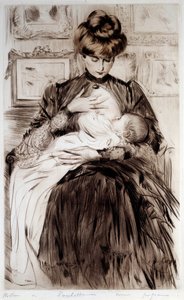 产妇。 Paul Helleu (1859-1927) 的绘画，20 世纪。 巴约讷，博纳特博物馆 作者 保罗·塞萨尔·Helleu