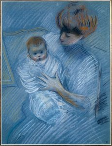 Maternity. Drawing by Paul Helleu (1859-1927), 20th century. Portrait of a mother with her child. Bayonne, Musee Bonnat 作者 保罗·塞萨尔·Helleu