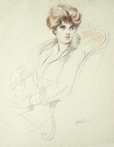 一位女士的画像，坐着， 作者 保罗·塞萨尔·Helleu