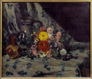 Paul Cezanne (1839-1906) 1873 年画的黄色大丽花花束。 0,54x0,64 m 巴黎，奥赛博物馆 作者 保罗·塞尚