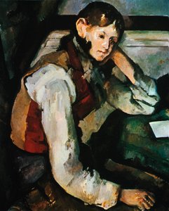 Gilet Rouge的Garcon，1888-1890年 作者 保罗·塞尚